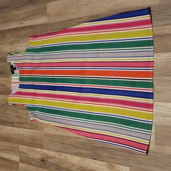MSK LINEN BLEND MULTI COLOR STRIPED SLEEVELESS SHIFT DRESS SZ SMALL - Picture 3 of 10